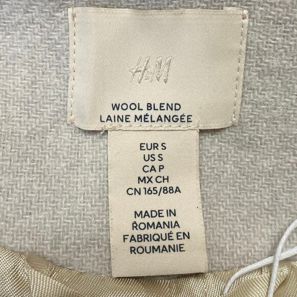 H&M Women's Beige Wool Long Sleeve Wrapover V Neck Sweater Coat Jacket Size S - Picture 3 of 3